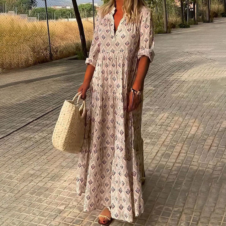 Nova | Luchtige Dames Boho Maxi Jurk Lange Mouwen