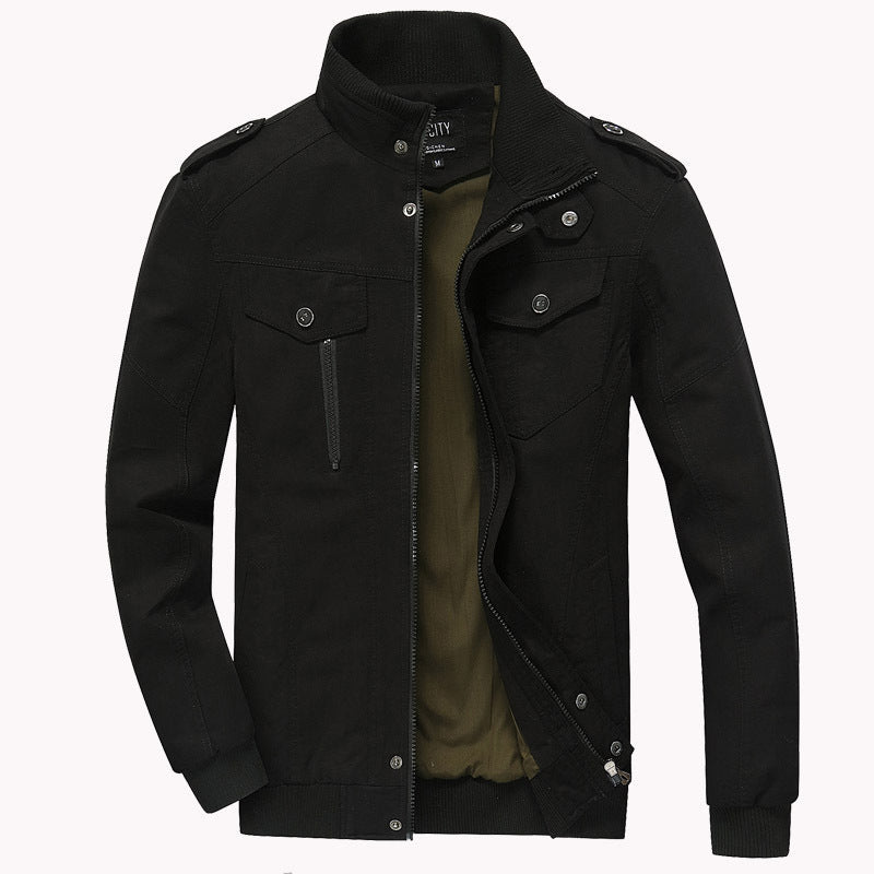 Heren Field Jacket met Opstaande Kraag en Schouderklappen