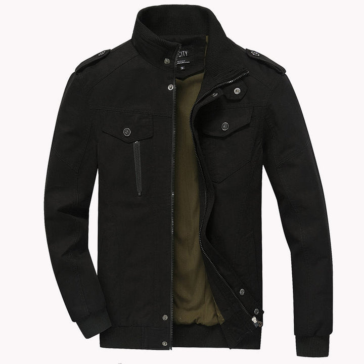 Heren Field Jacket met Opstaande Kraag en Schouderklappen