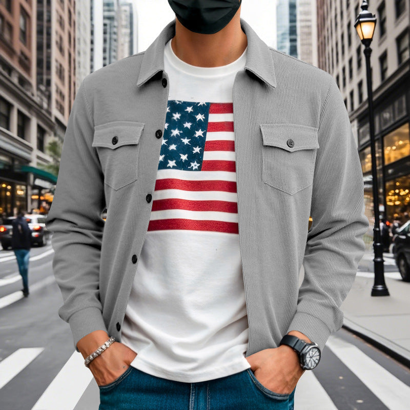 Heren Overshirtjack met Drukknoopsluiting en Borstzakken