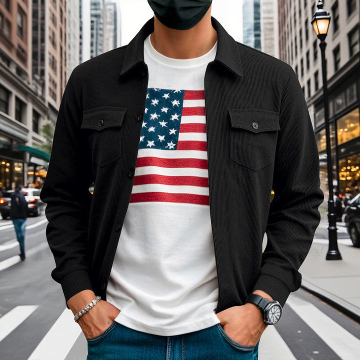 Heren Overshirtjack met Drukknoopsluiting en Borstzakken