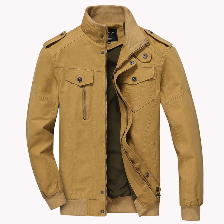 Heren Field Jacket met Opstaande Kraag en Schouderklappen