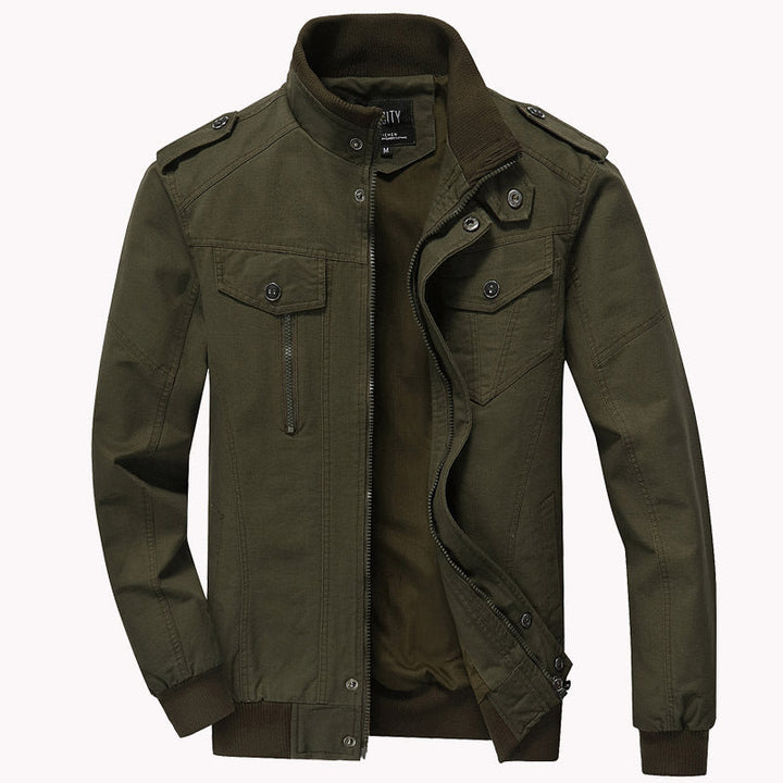 Heren Field Jacket met Opstaande Kraag en Schouderklappen