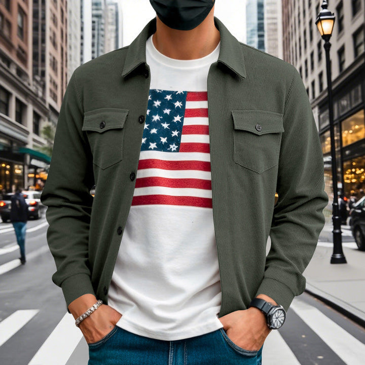 Heren Overshirtjack met Drukknoopsluiting en Borstzakken
