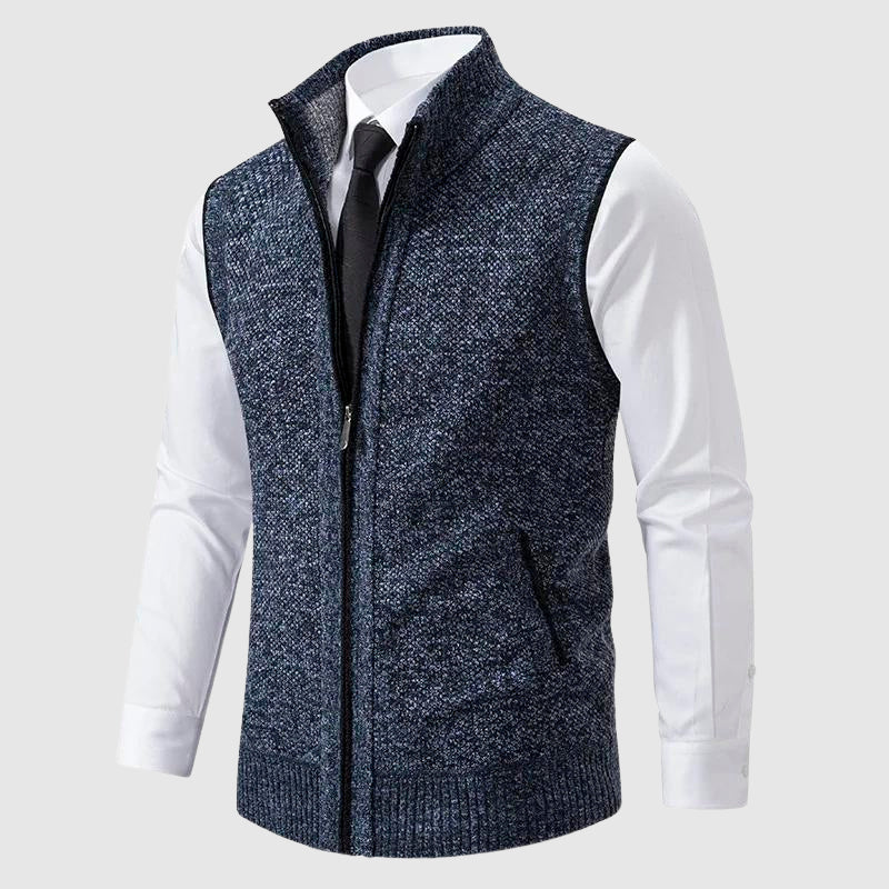Olivier | Heren Smart-Casual Staande-Kraag Rits Mouwloos Gilet