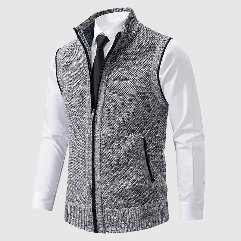 Olivier | Heren Smart-Casual Staande-Kraag Rits Mouwloos Gilet