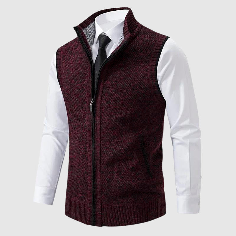 Olivier | Heren Smart-Casual Staande-Kraag Rits Mouwloos Gilet