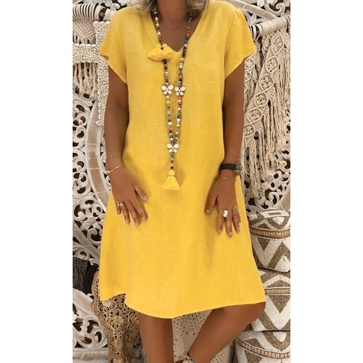 Sofie | Dames Boho V-Hals Korte Mouw Mini Jurk