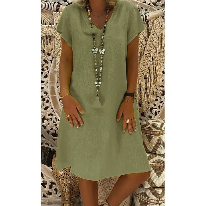 Sofie | Dames Boho V-Hals Korte Mouw Mini Jurk