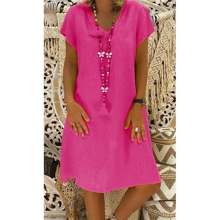 Sofie | Dames Boho V-Hals Korte Mouw Mini Jurk