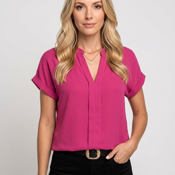 Sofie | Dames Elegante V-Hals Korte Mouw Blouse