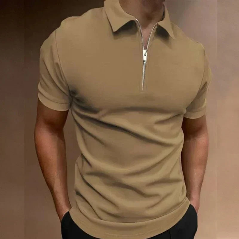 Thijs | Heren Poloshirt met Ritssluiting Slim-Fit Casual-Chique