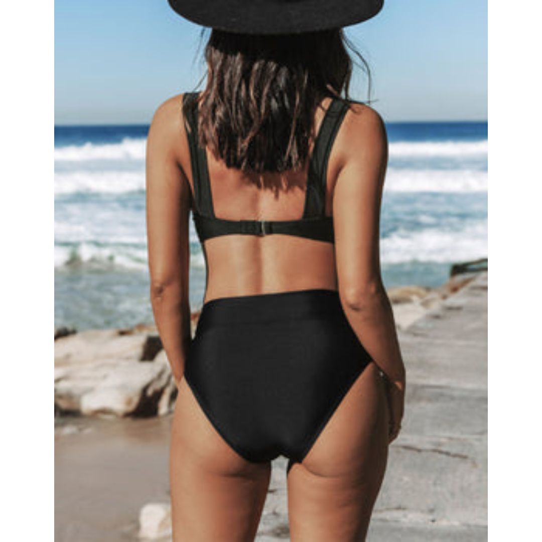 Vera | Dames Bikini Hoge Taille Wrap V hals Effen Strand