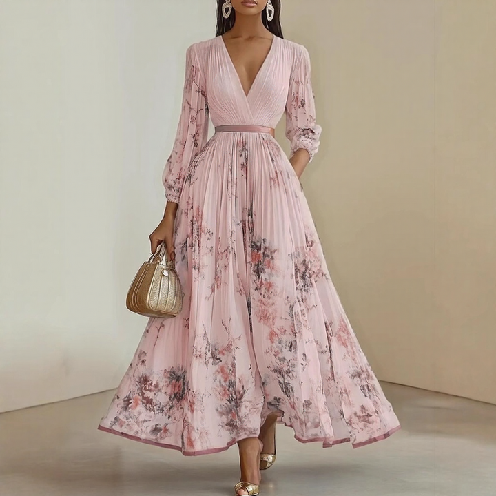 Vespera | Dames Geplooide Maxi-jurk Elegant