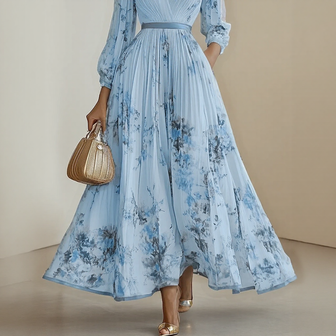 Vespera | Dames Geplooide Maxi-jurk Elegant