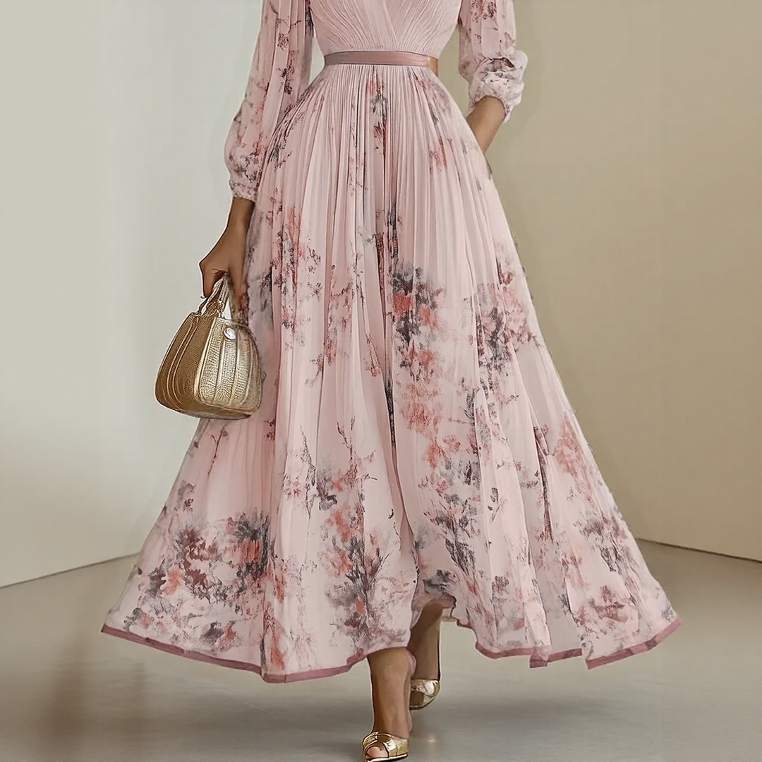 Vespera | Dames Geplooide Maxi-jurk Elegant