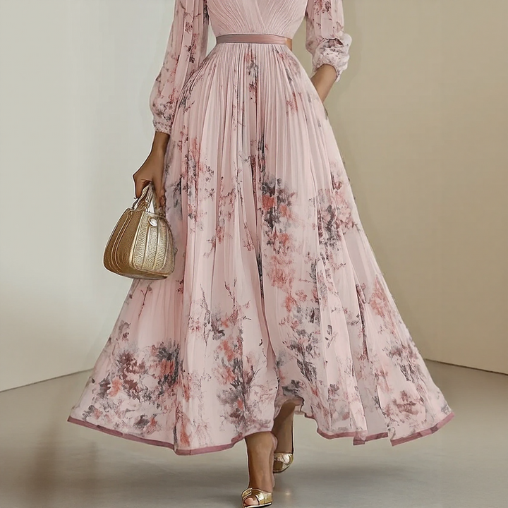 Vespera | Dames Geplooide Maxi-jurk Elegant