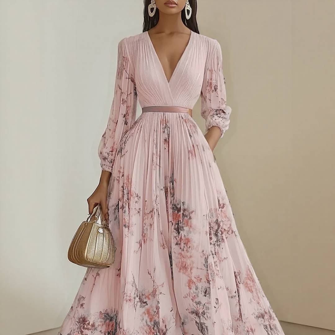 Vespera | Dames Geplooide Maxi-jurk Elegant