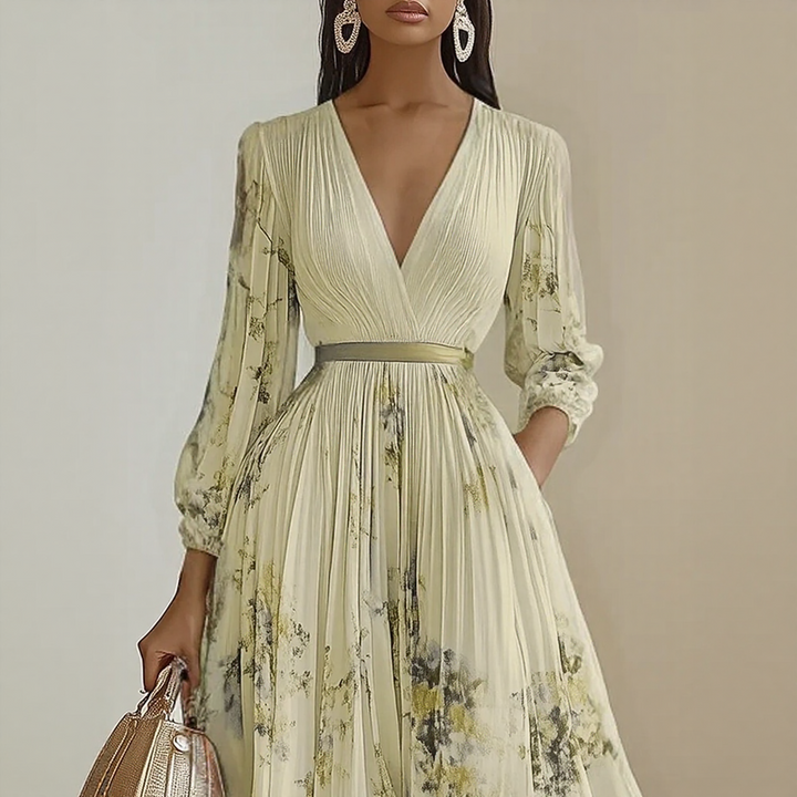 Vespera | Dames Geplooide Maxi-jurk Elegant