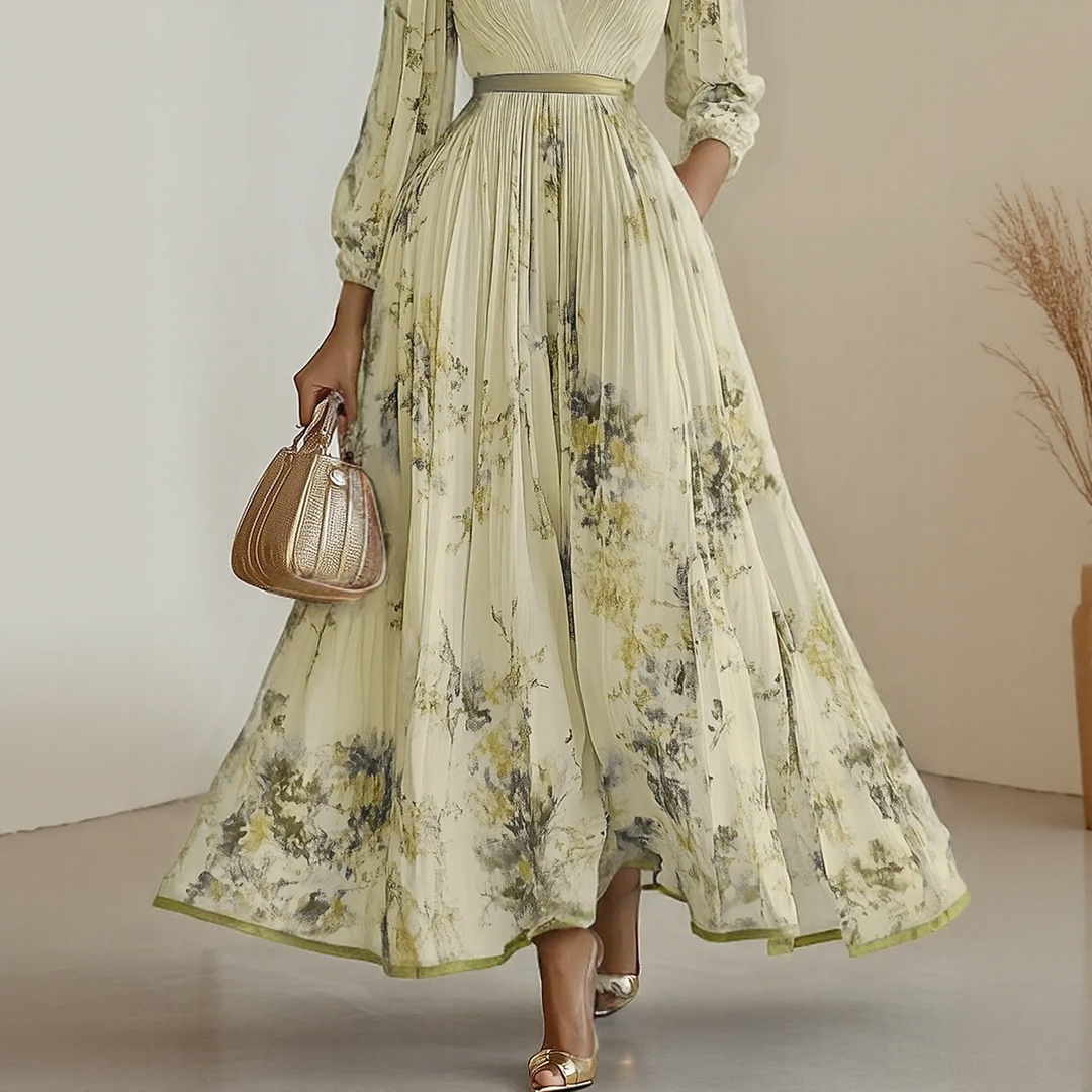 Vespera | Dames Geplooide Maxi-jurk Elegant