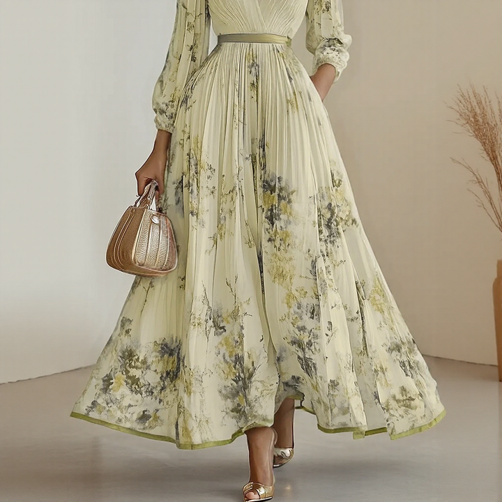 Vespera | Dames Geplooide Maxi-jurk Elegant