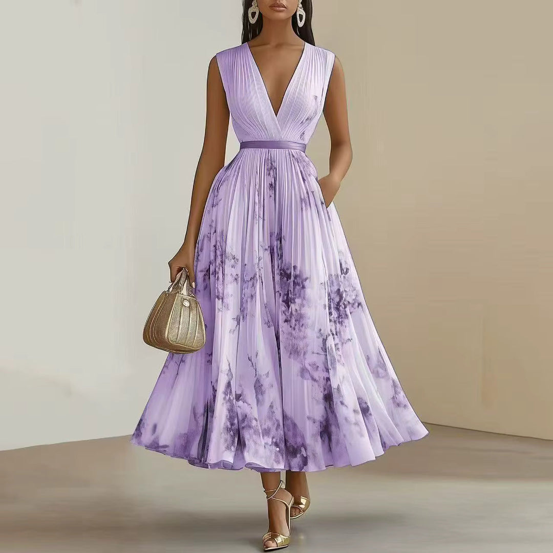 Vespera | Dames Geplooide Maxi-jurk Elegant