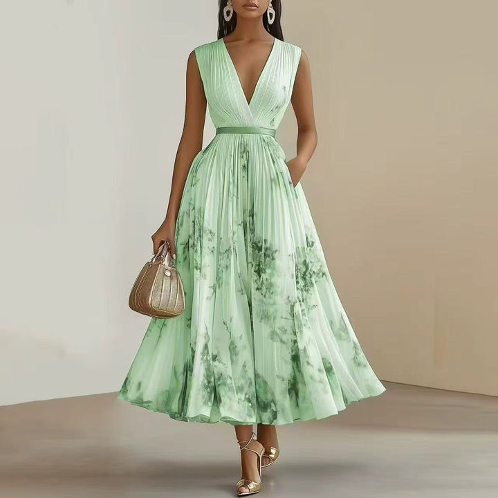 Vespera | Dames Geplooide Maxi-jurk Elegant