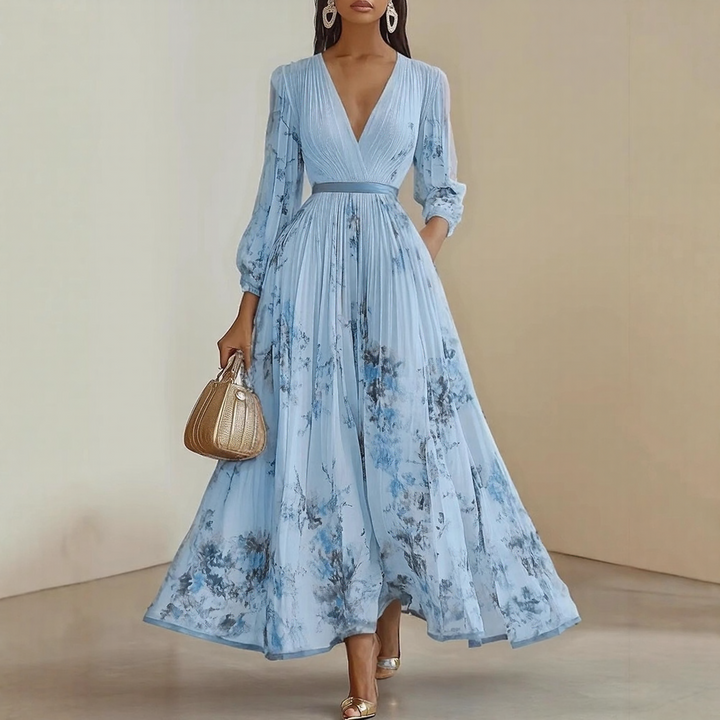 Vespera | Dames Geplooide Maxi-jurk Elegant