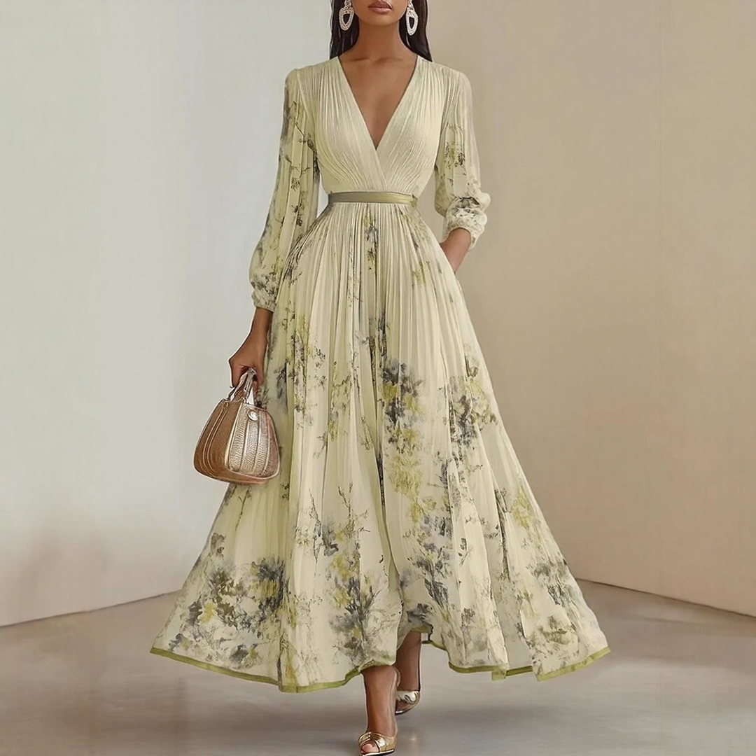 Vespera | Dames Geplooide Maxi-jurk Elegant