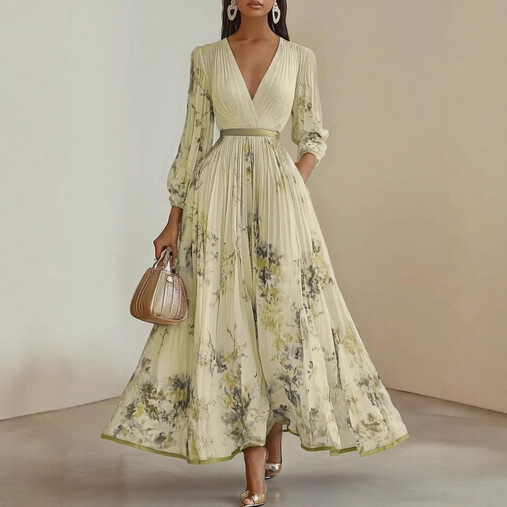Vespera | Dames Geplooide Maxi-jurk Elegant