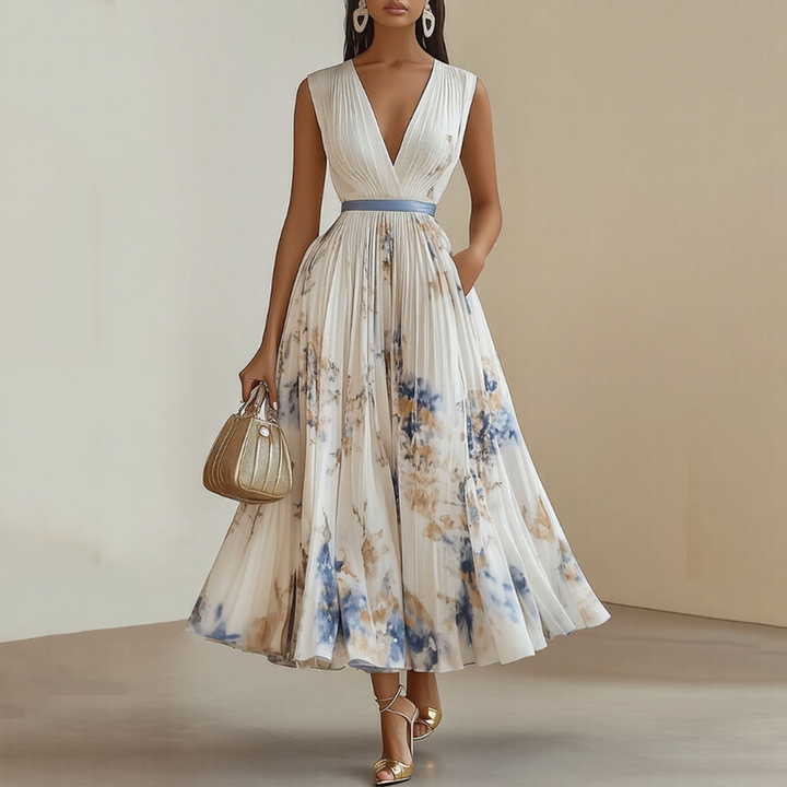 Vespera | Dames Geplooide Maxi-jurk Elegant