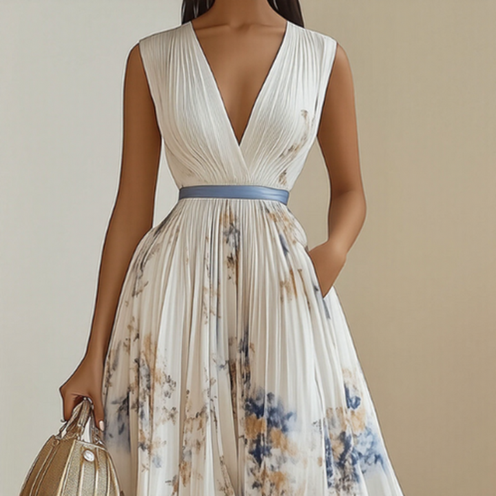 Vespera | Dames Geplooide Maxi-jurk Elegant