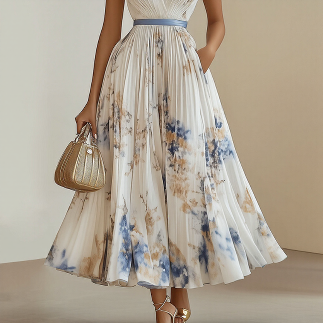 Vespera | Dames Geplooide Maxi-jurk Elegant