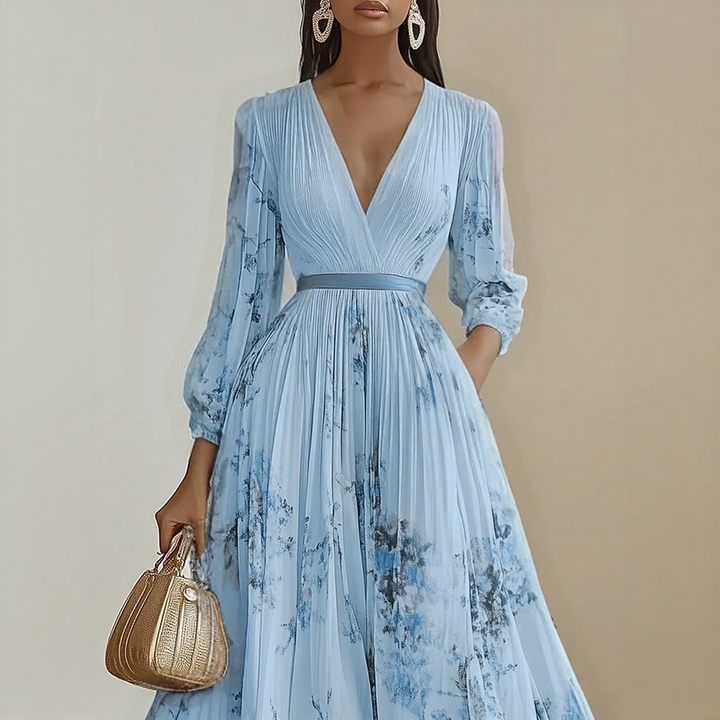 Vespera | Dames Geplooide Maxi-jurk Elegant