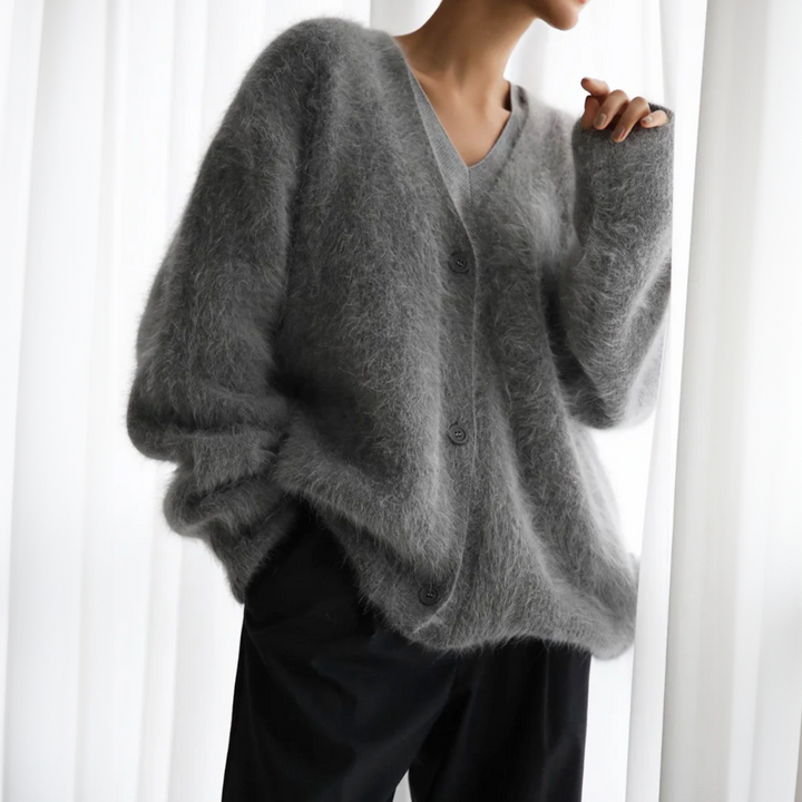 Amara | Dames Oversized V-hals Grofgebreid Vest