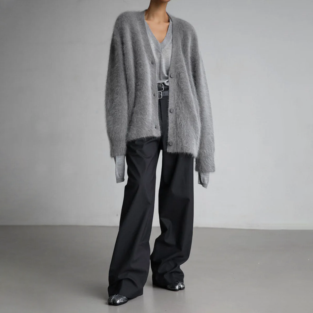 Amara | Dames Oversized V-hals Grofgebreid Vest