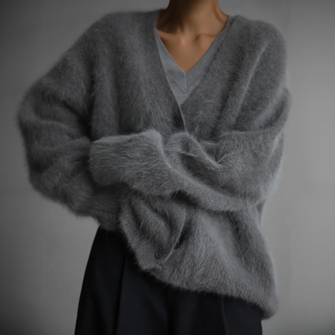 Amara | Dames Oversized V-hals Grofgebreid Vest