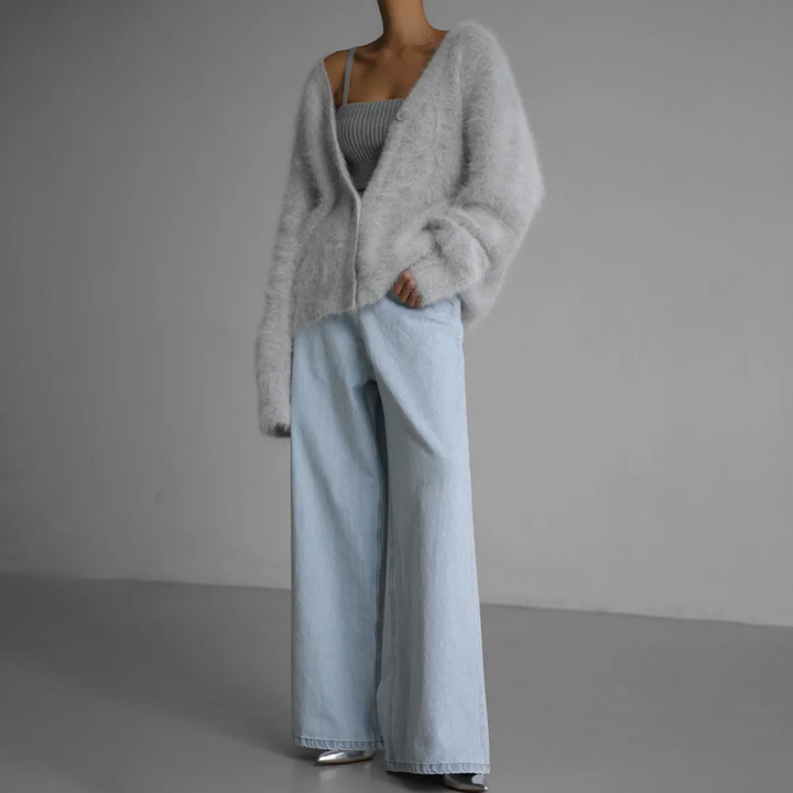 Amara | Dames Oversized V-hals Grofgebreid Vest