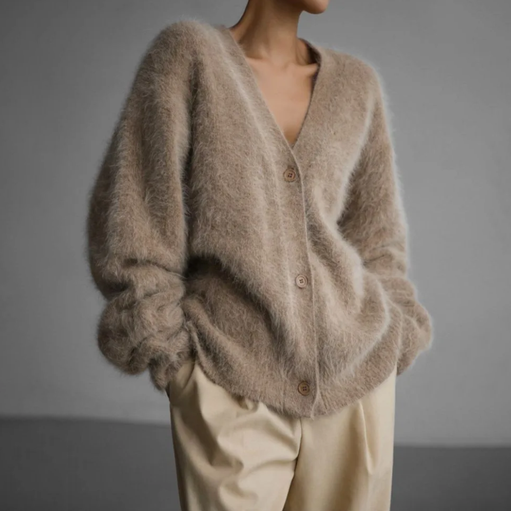 Amara | Dames Oversized V-hals Grofgebreid Vest