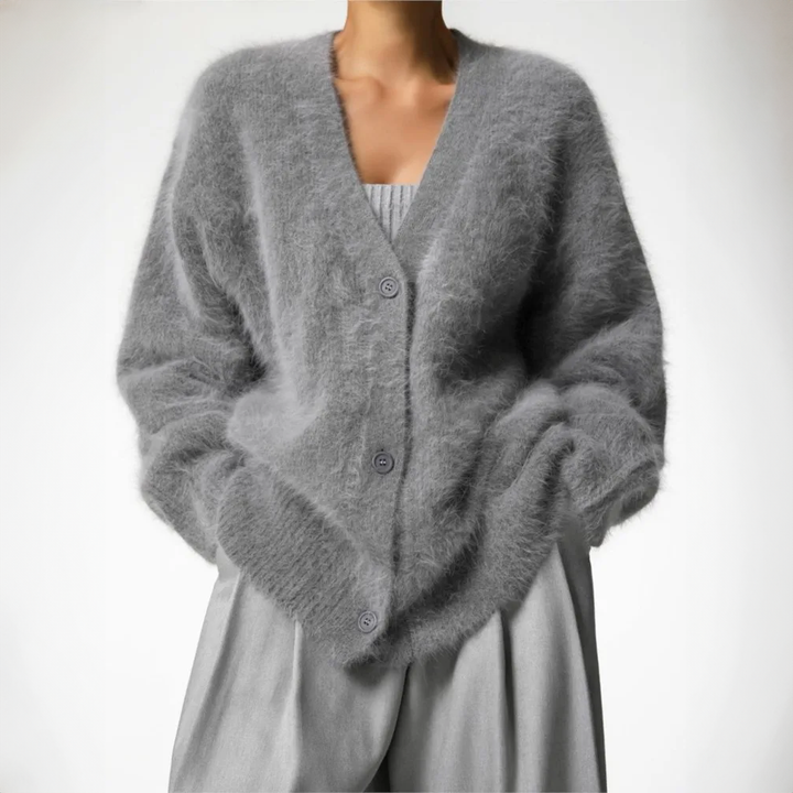 Amara | Dames Oversized V-hals Grofgebreid Vest