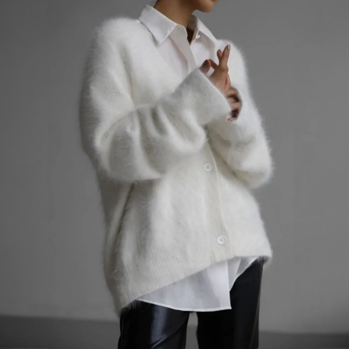 Amara | Dames Oversized V-hals Grofgebreid Vest