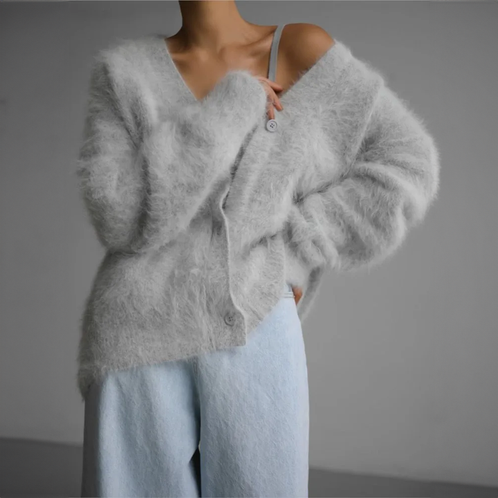 Amara | Dames Oversized V-hals Grofgebreid Vest