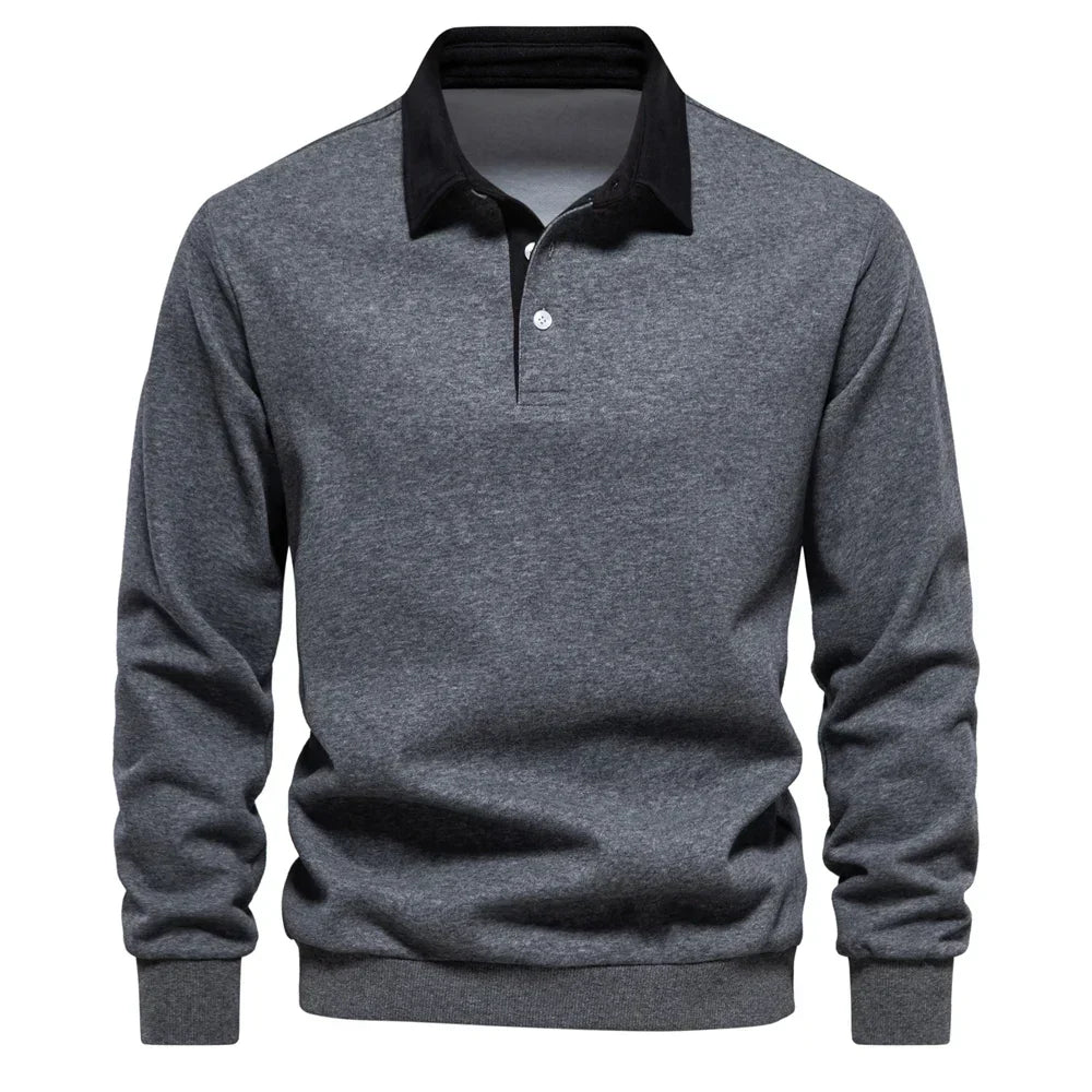 Daan | Heren Polokraag Lange Mouw Sweater