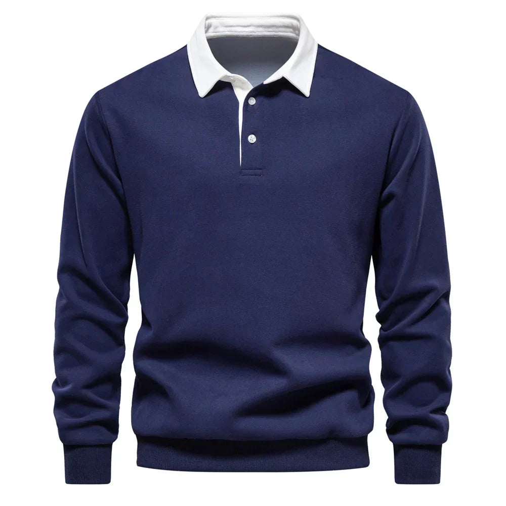 Daan | Heren Polokraag Lange Mouw Sweater