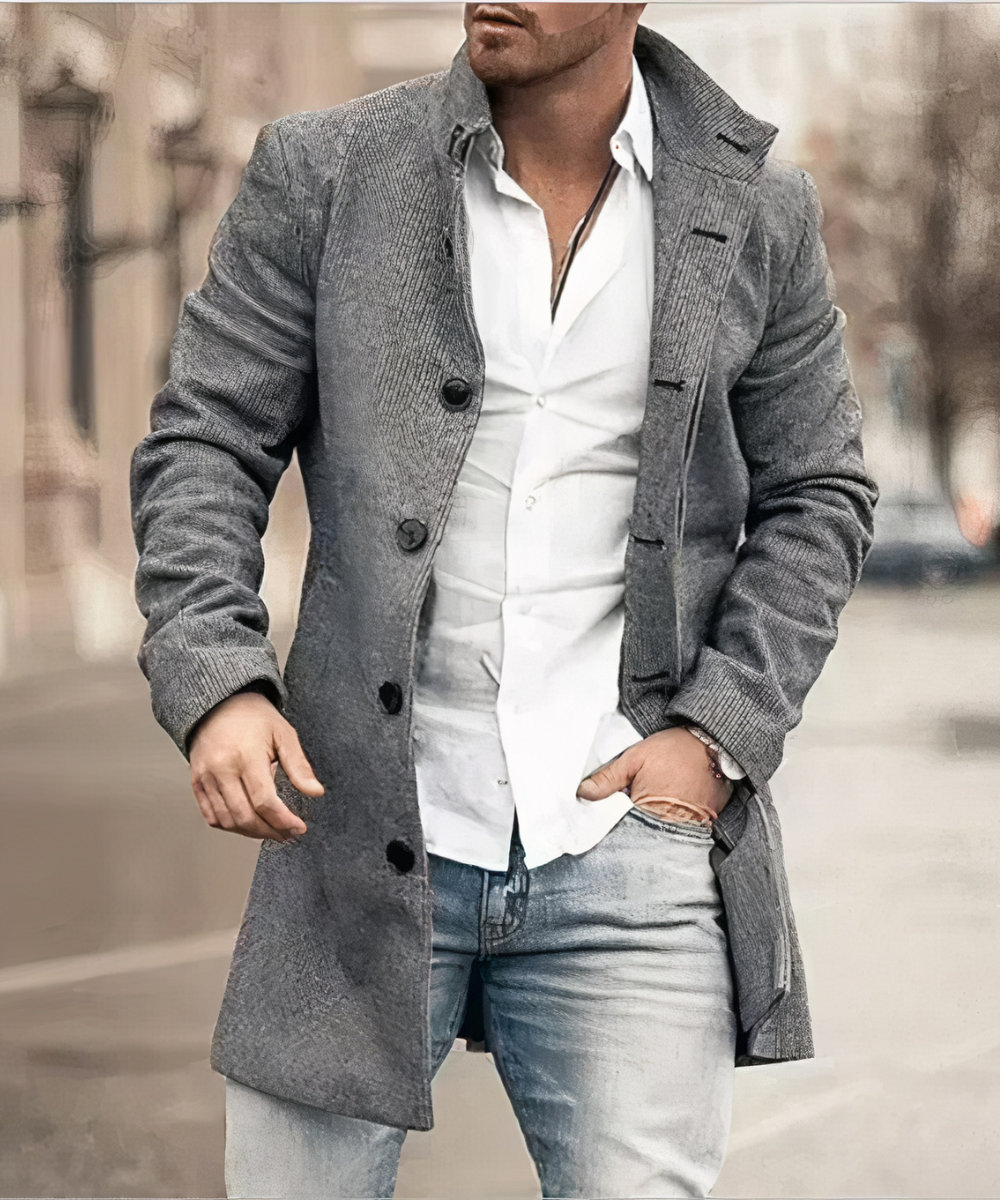 Daniël | Heren Staande Kraag Knoopsluiting Trenchcoat
