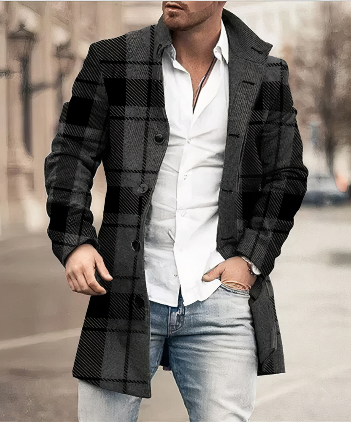 Daniël | Heren Staande Kraag Knoopsluiting Trenchcoat
