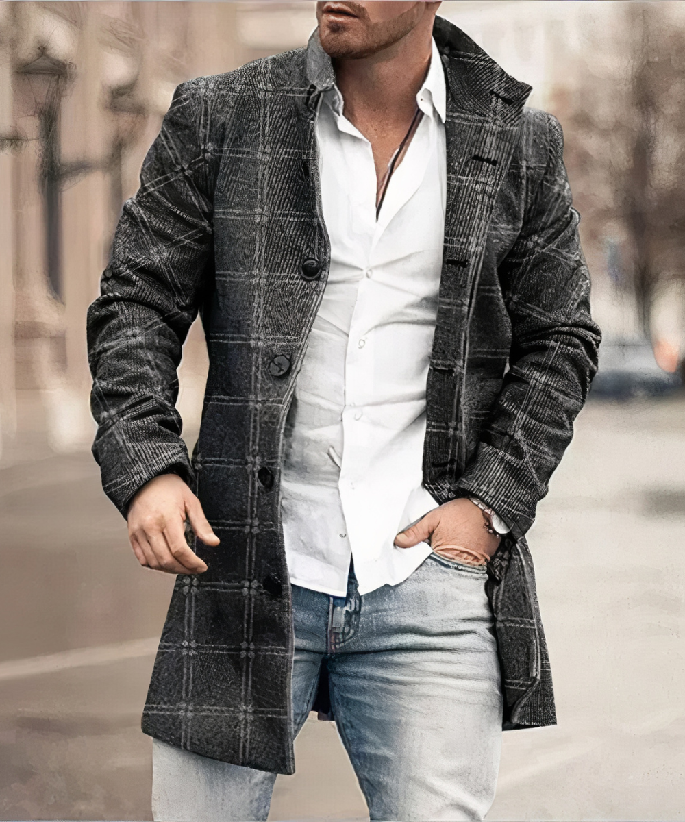 Daniël | Heren Staande Kraag Knoopsluiting Trenchcoat