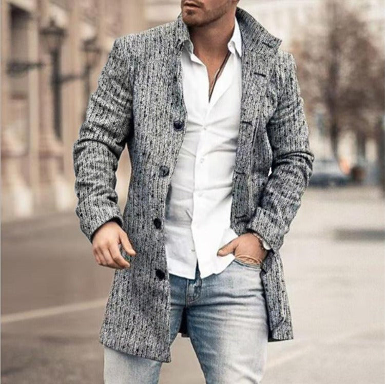 Daniël | Heren Staande Kraag Knoopsluiting Trenchcoat