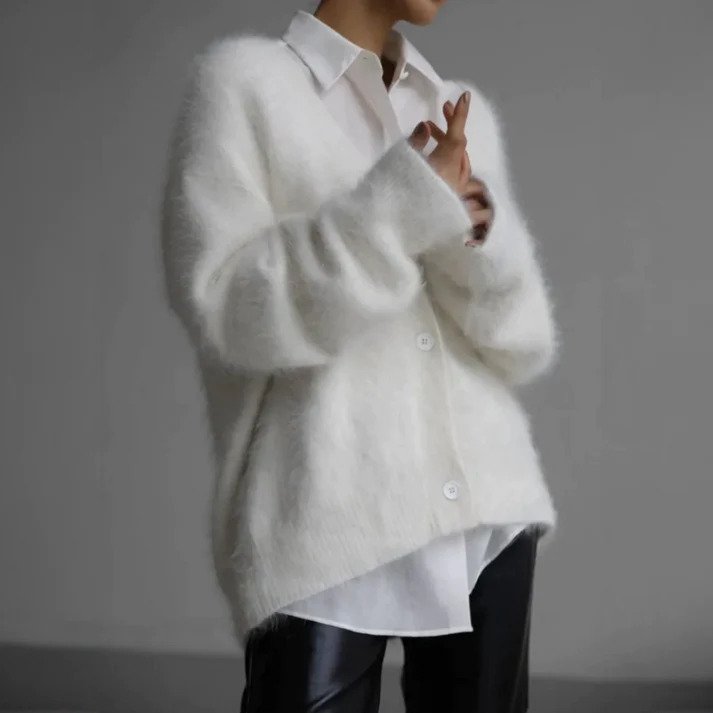 Femke | Dames V-Hals Fluffy Gebreide Vest
