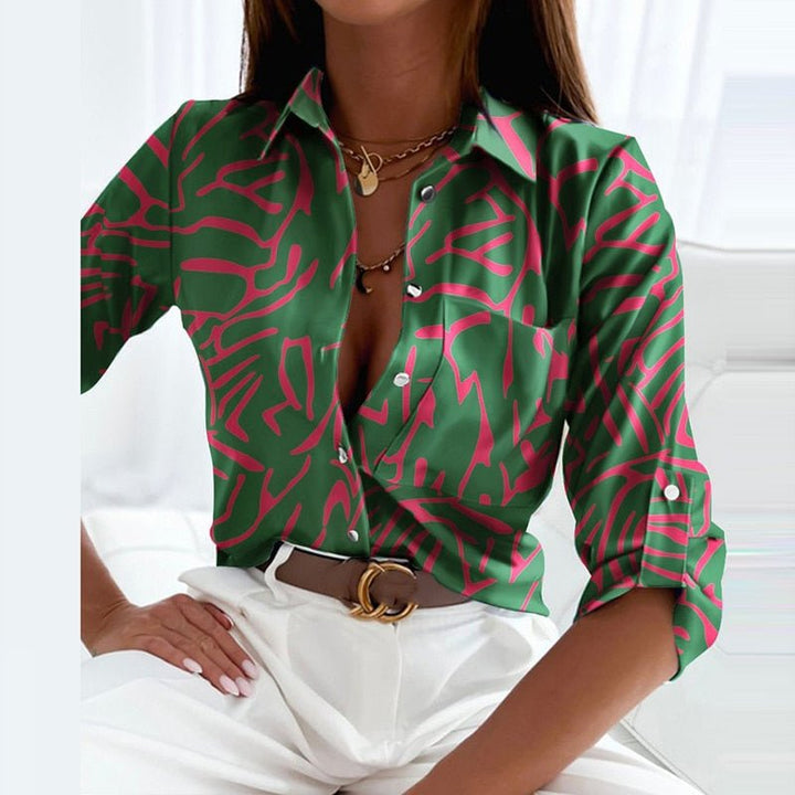 Fenna | Dames Print Blouse met Omslagkraag